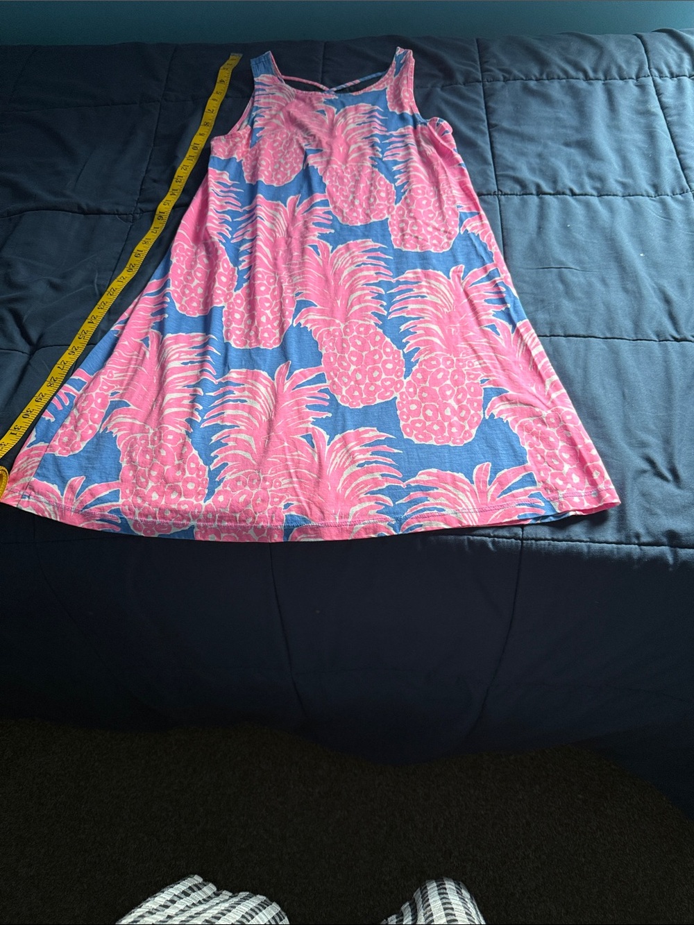Lilly Pulitzer Pink Pineapple A-Line Dress on Blue